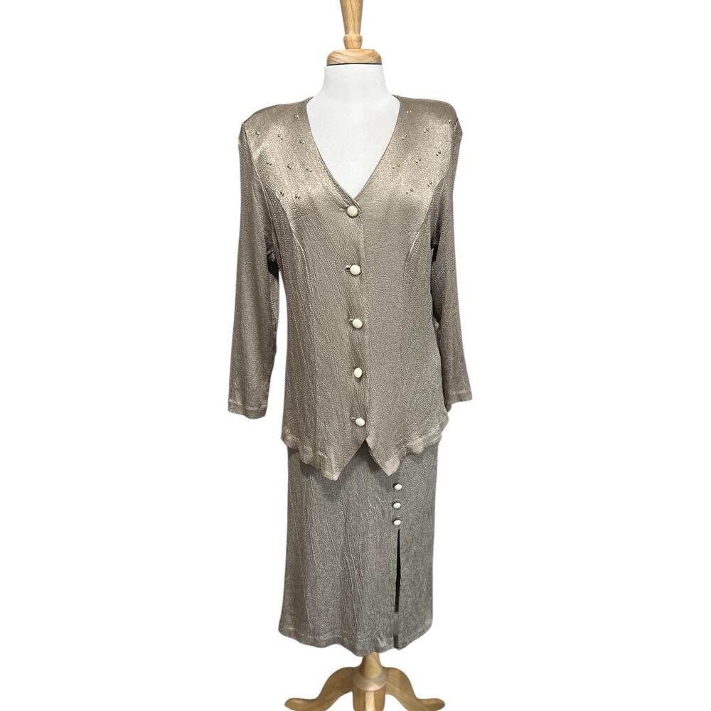 Vintage Giorgio Fiorlini 2pc Sleek Satin Skirt and Top Size 18 USA Formal Party